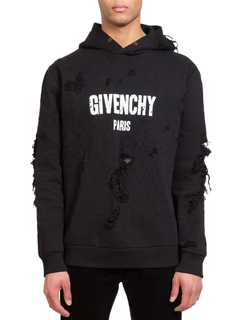 givenchy black hoodie with holes|givenchy hoodie with holes.